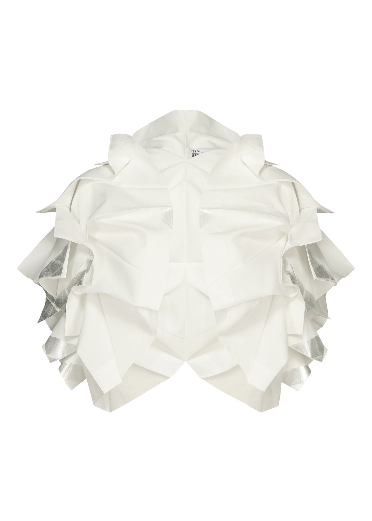A product shot of the 132 5. ISSEY MIYAKE No.10-1 cardigan in white×silver.