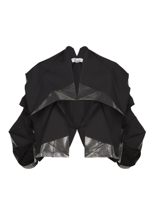 A product shot of the 132 5. ISSEY MIYAKE No.1-2 cardigan in black×silver.