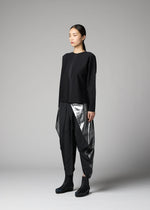 A model wears the 132 5. ISSEY MIYAKE F-KN f-kn-blouse-black-1.