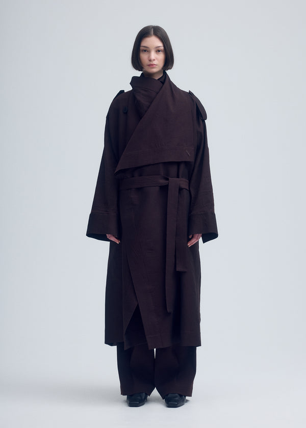 ENCLOTHE WASHI AND WOOL Coat Boneset Bordeaux