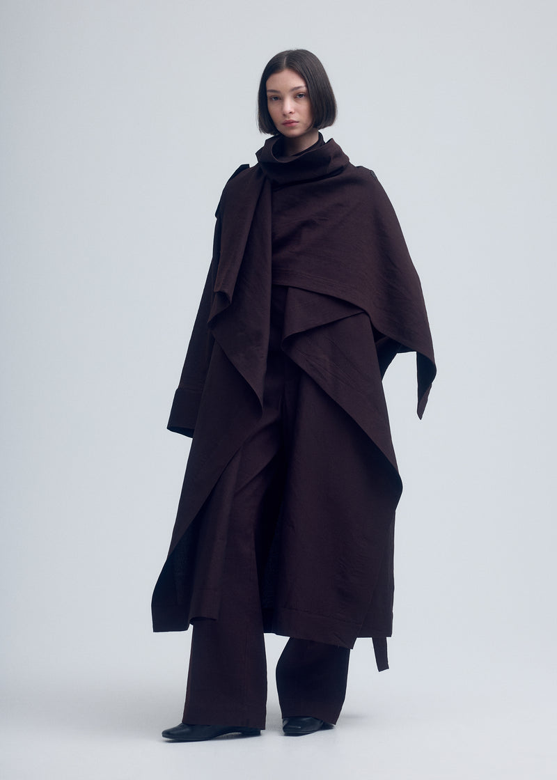 ENCLOTHE WASHI AND WOOL Coat Boneset Bordeaux