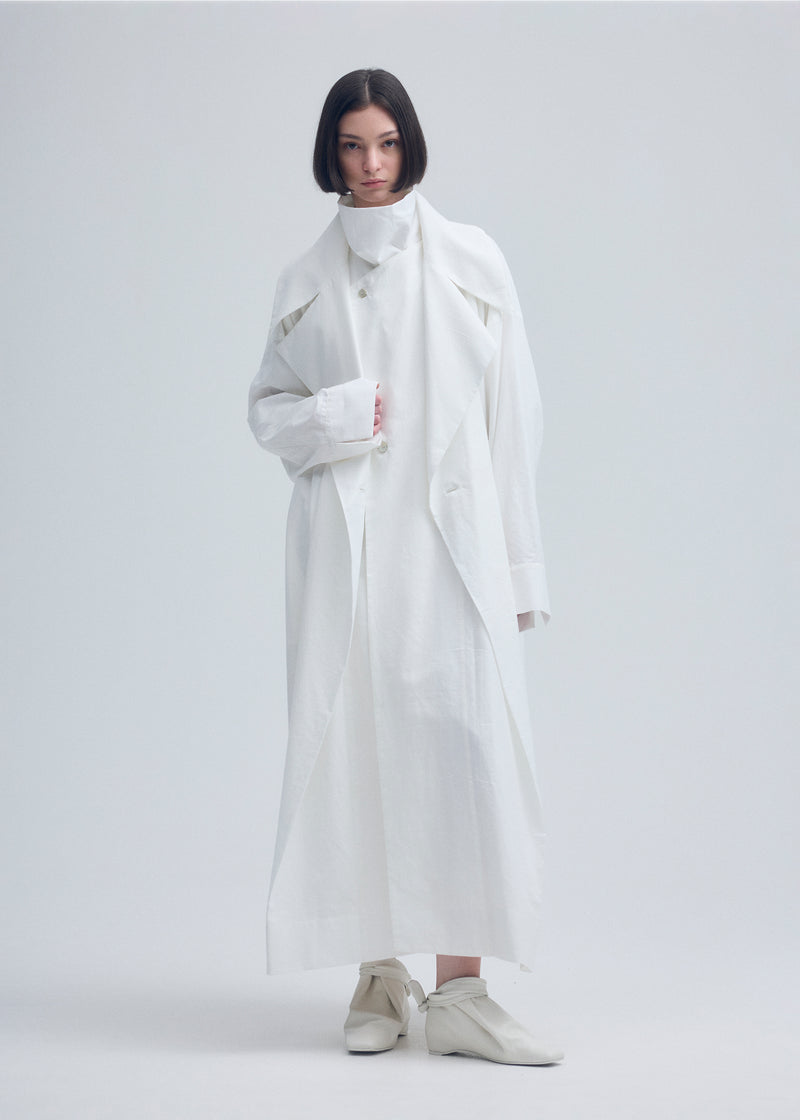 KHADI LAYERED Coat Frost White