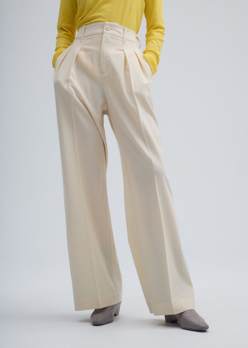 WOOL GABARDINE Trousers Moon White