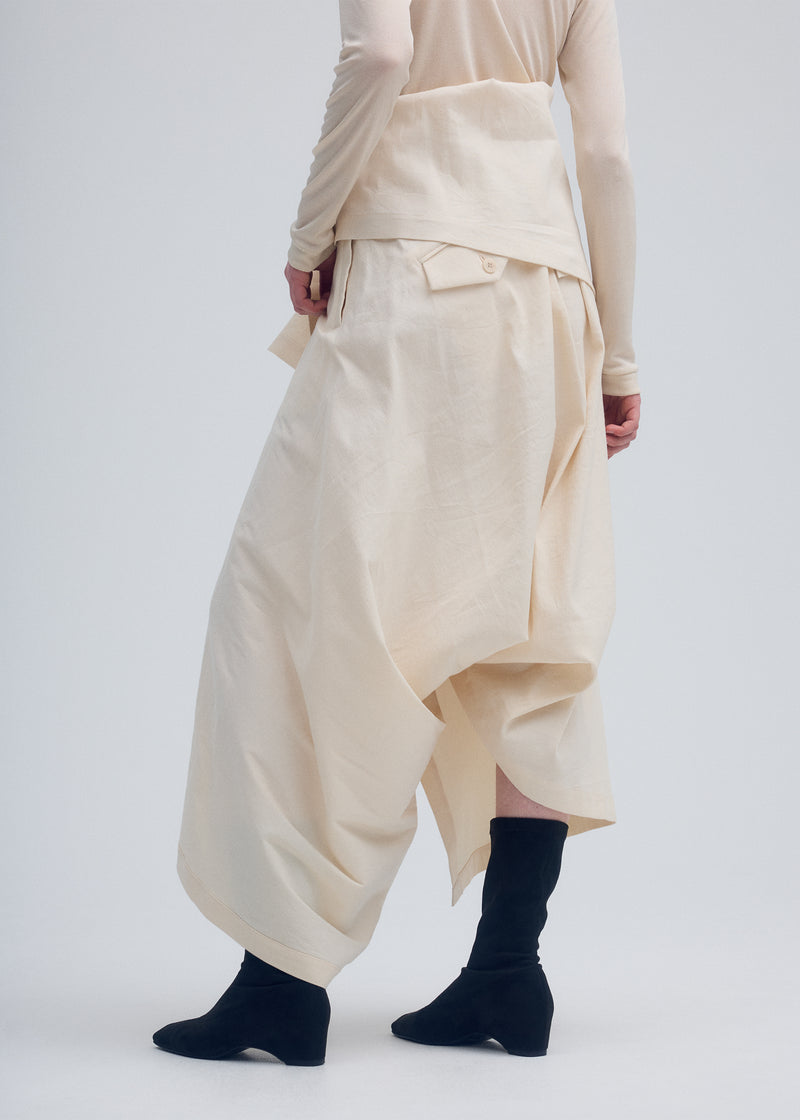 ENCLOTHE WASHI AND WOOL Trousers Moon White