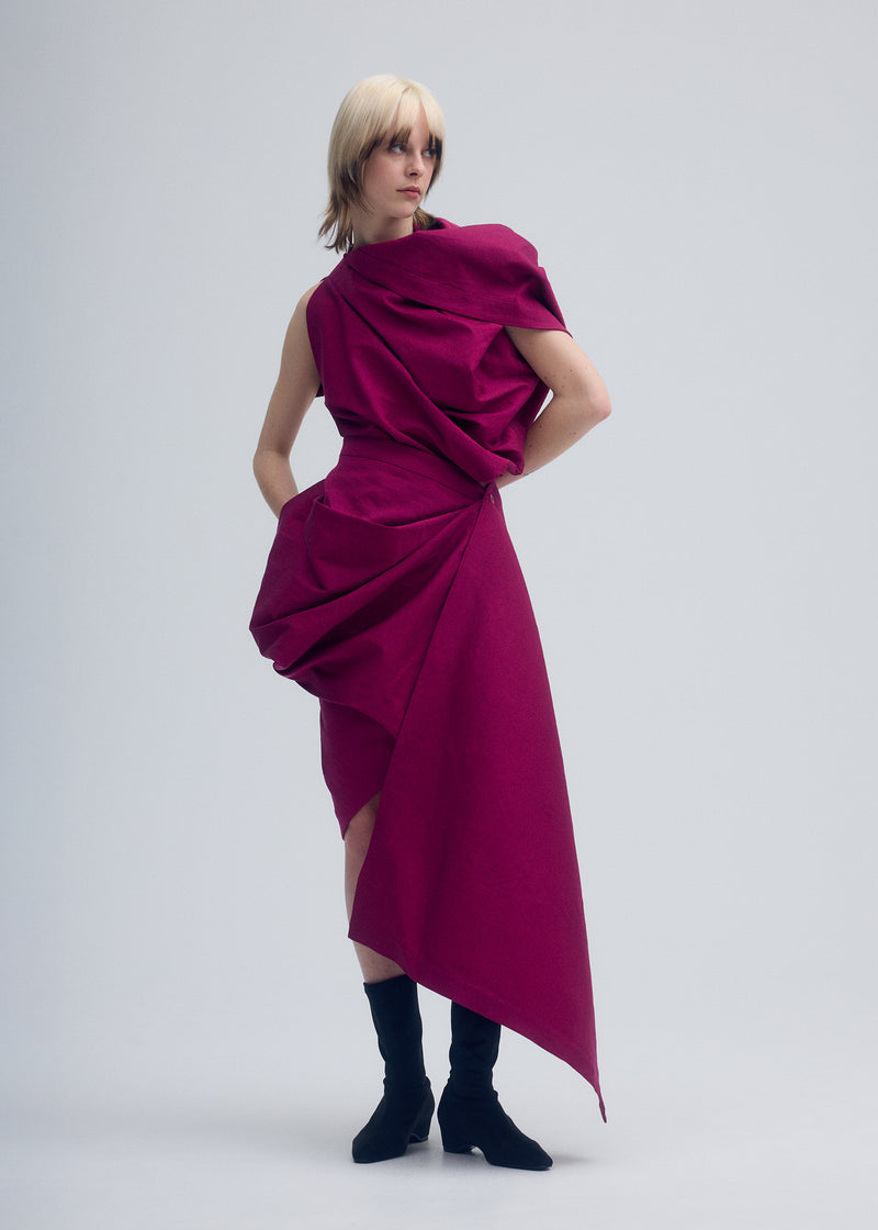 ENCLOTHE WASHI AND WOOL Dress Boneset Bordeaux