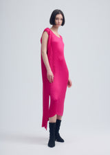 WRAPPED SUEDE LIKE PLEATS Dress Day Pink