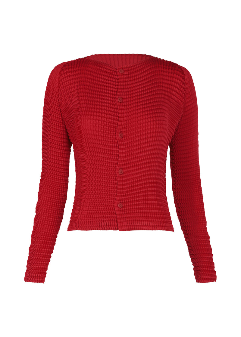 SUEDE LIKE PLEATS Cardigan Nadeshiko Red