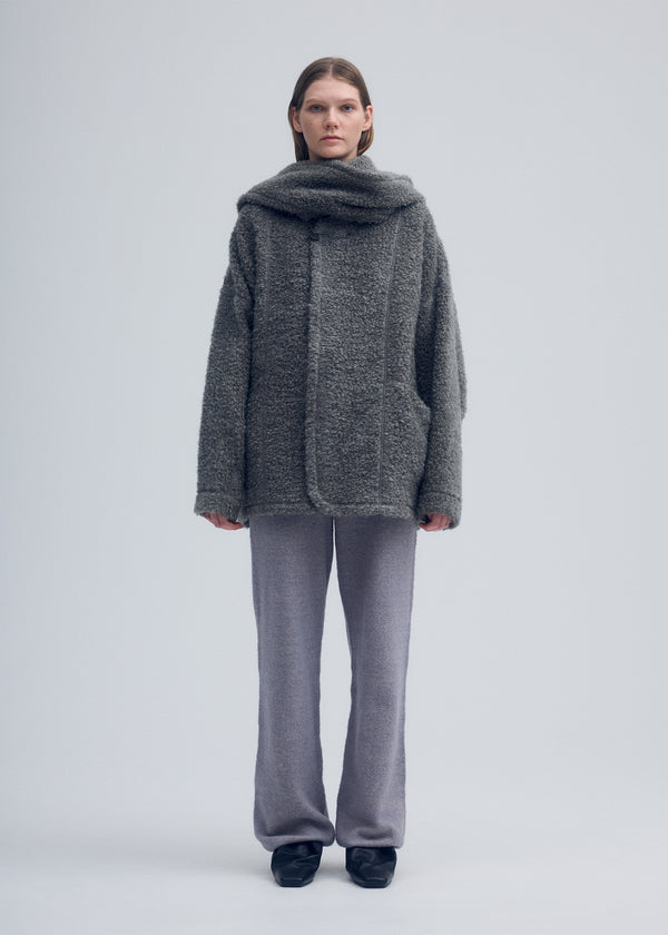 RAW WOOL LOOP YARN Coat Light Grey