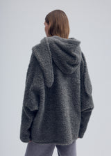 RAW WOOL LOOP YARN Coat Light Grey