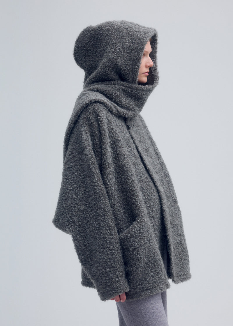 RAW WOOL LOOP YARN Coat Light Grey