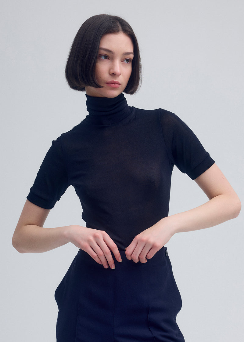 SILK JERSEY Top Black