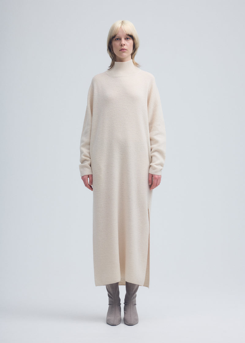 STRETCHY WOOL Dress Moon White