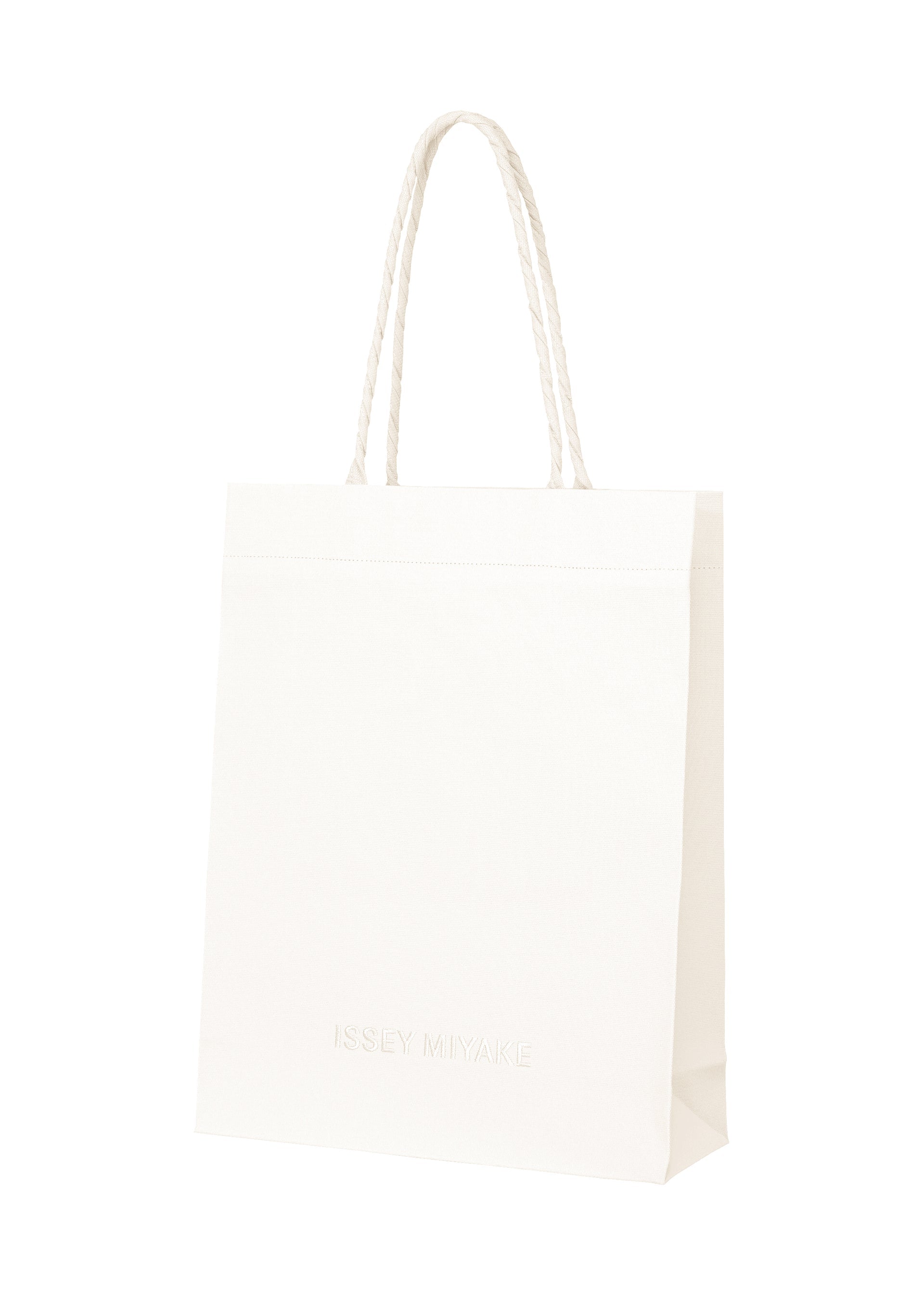 A product shot of the ISSEY MIYAKE THIS IS A PAPER BAG bag in white (01).