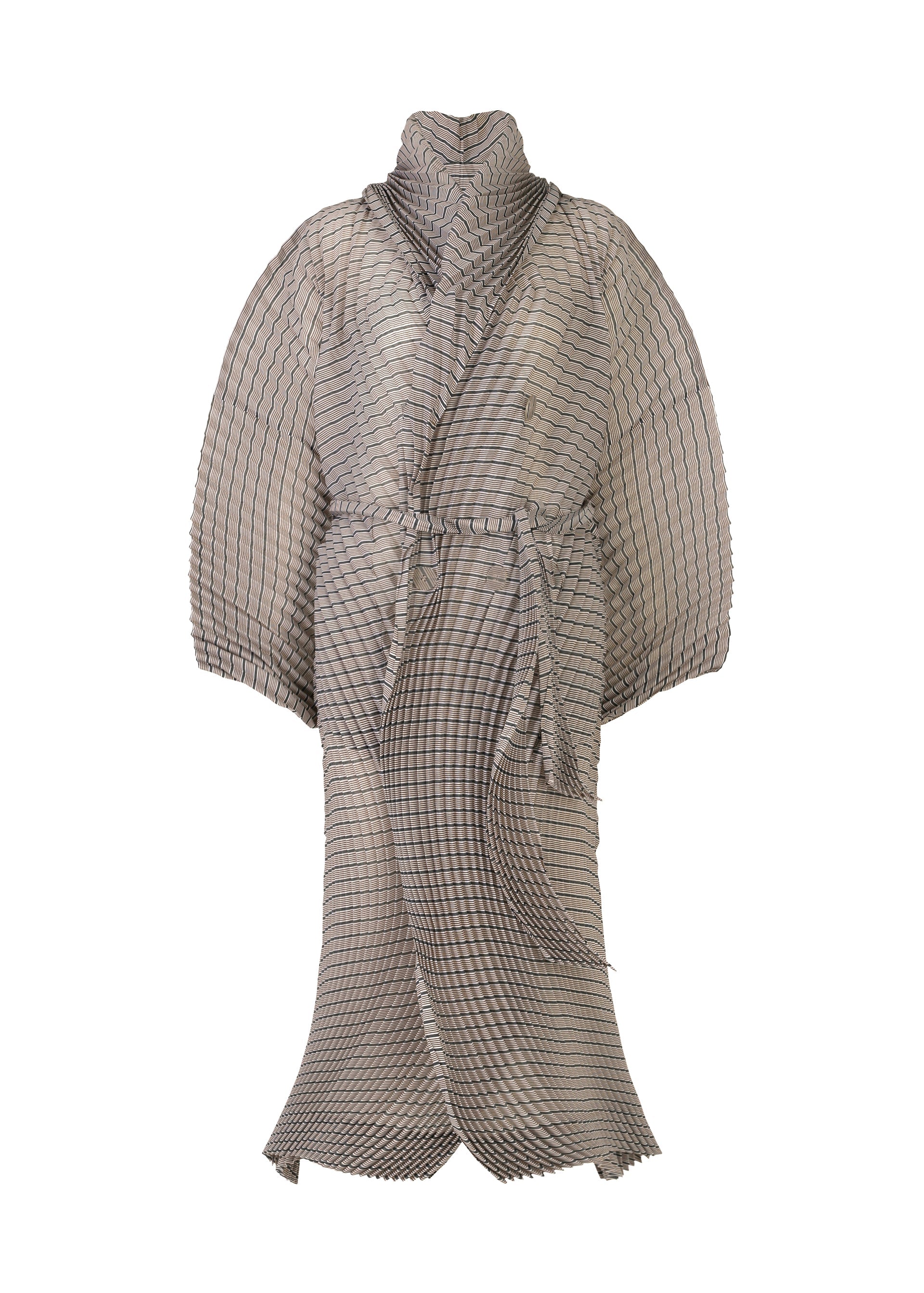 A product shot of the Issey Miyake GENERIC STRIPES HAND PLEATS coat in .