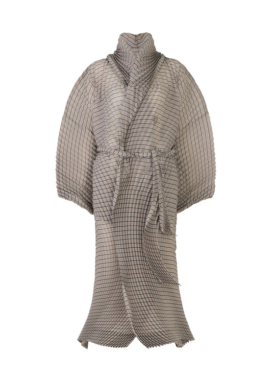 A product shot of the Issey Miyake GENERIC STRIPES HAND PLEATS coat in .