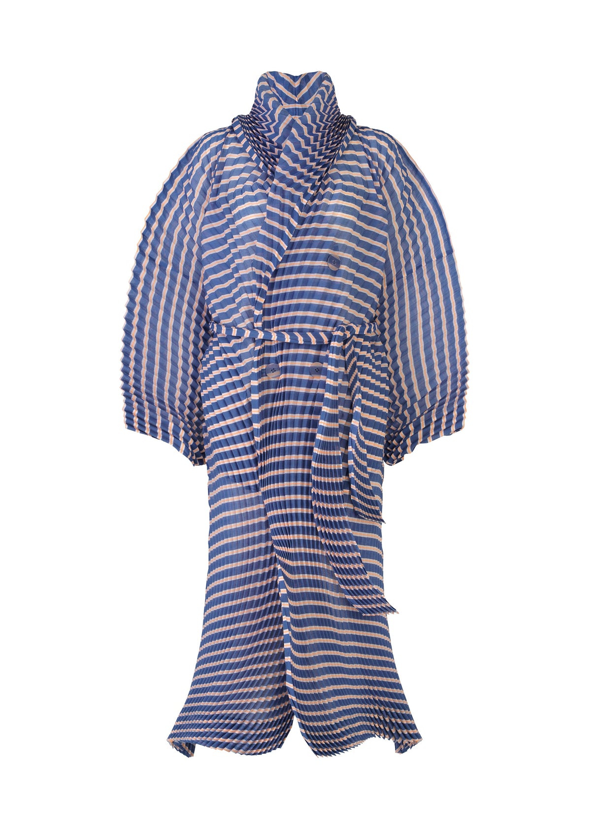 A product shot of the Issey Miyake GENERIC STRIPES HAND PLEATS coat in .