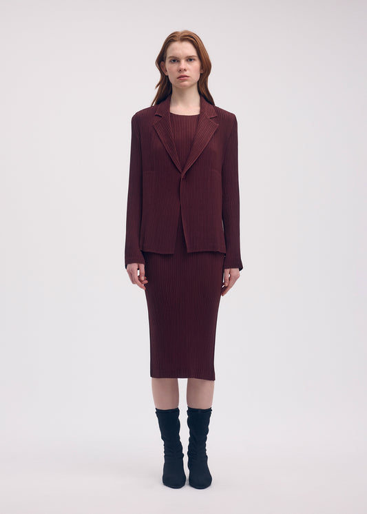 HATCHING PLEATS Jacket Dark Brown