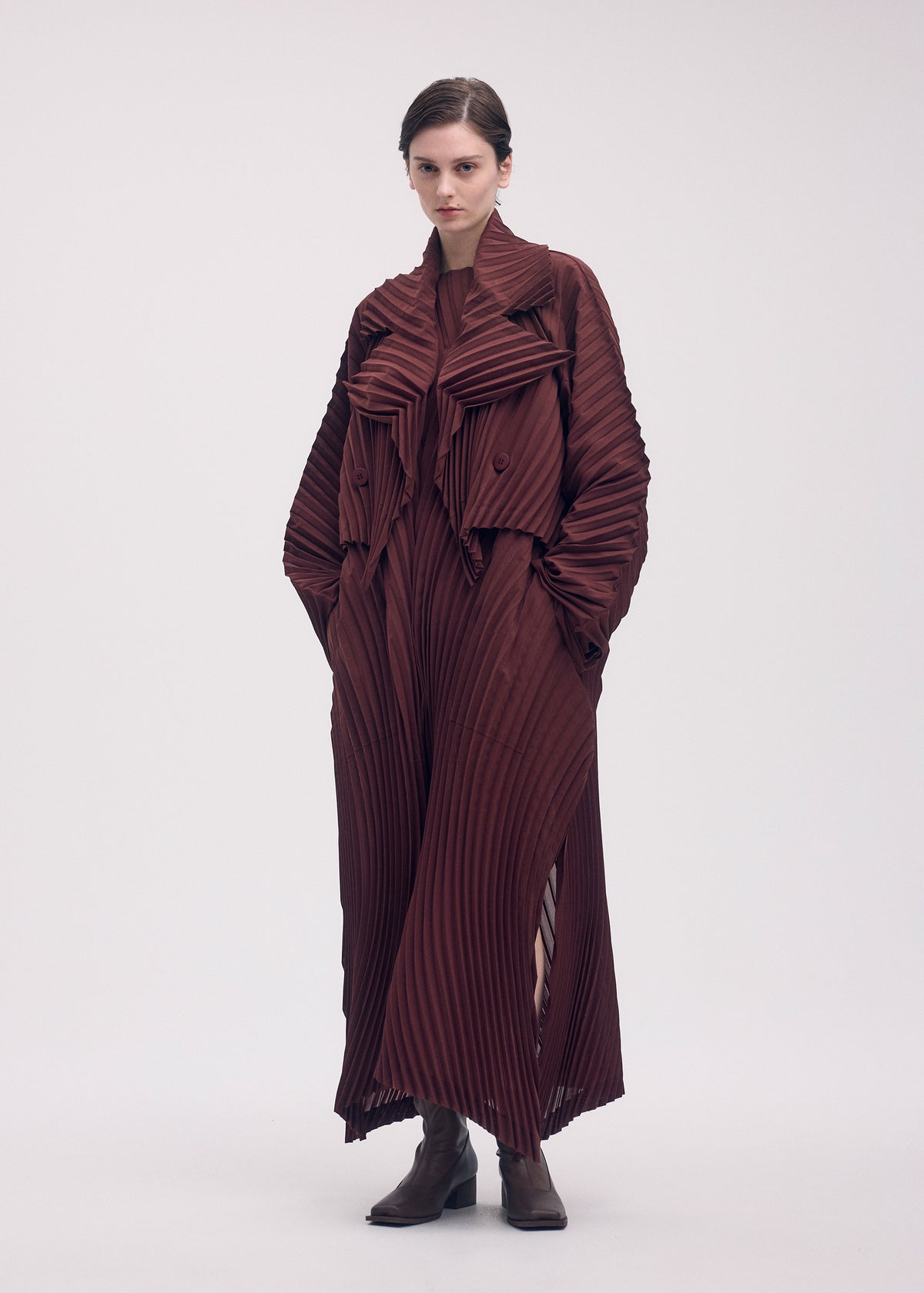 WAVE PLEATS Jacket Dark Brown