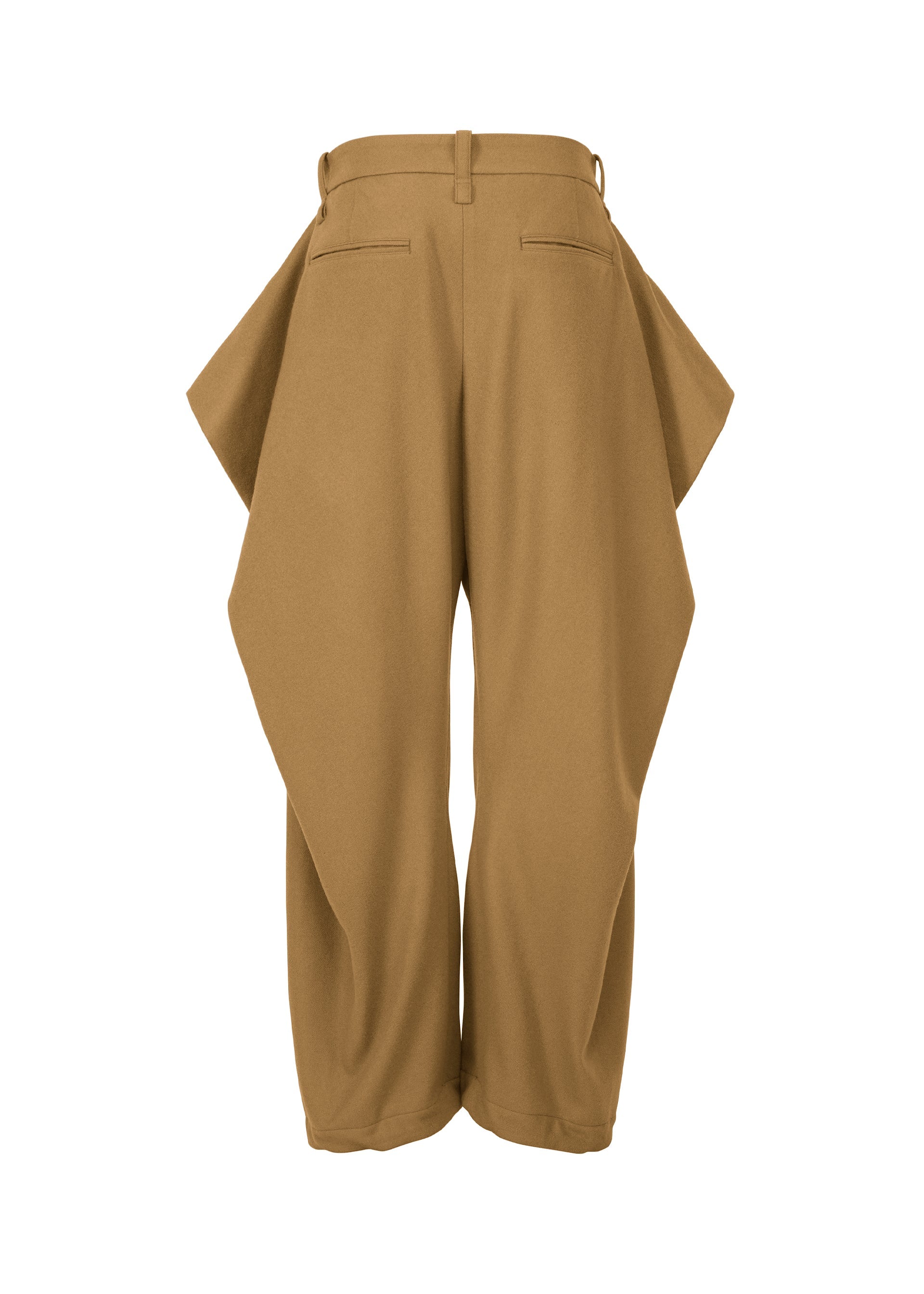 A detail shot of the Issey Miyake WOOL TWEED PANTS trousers.