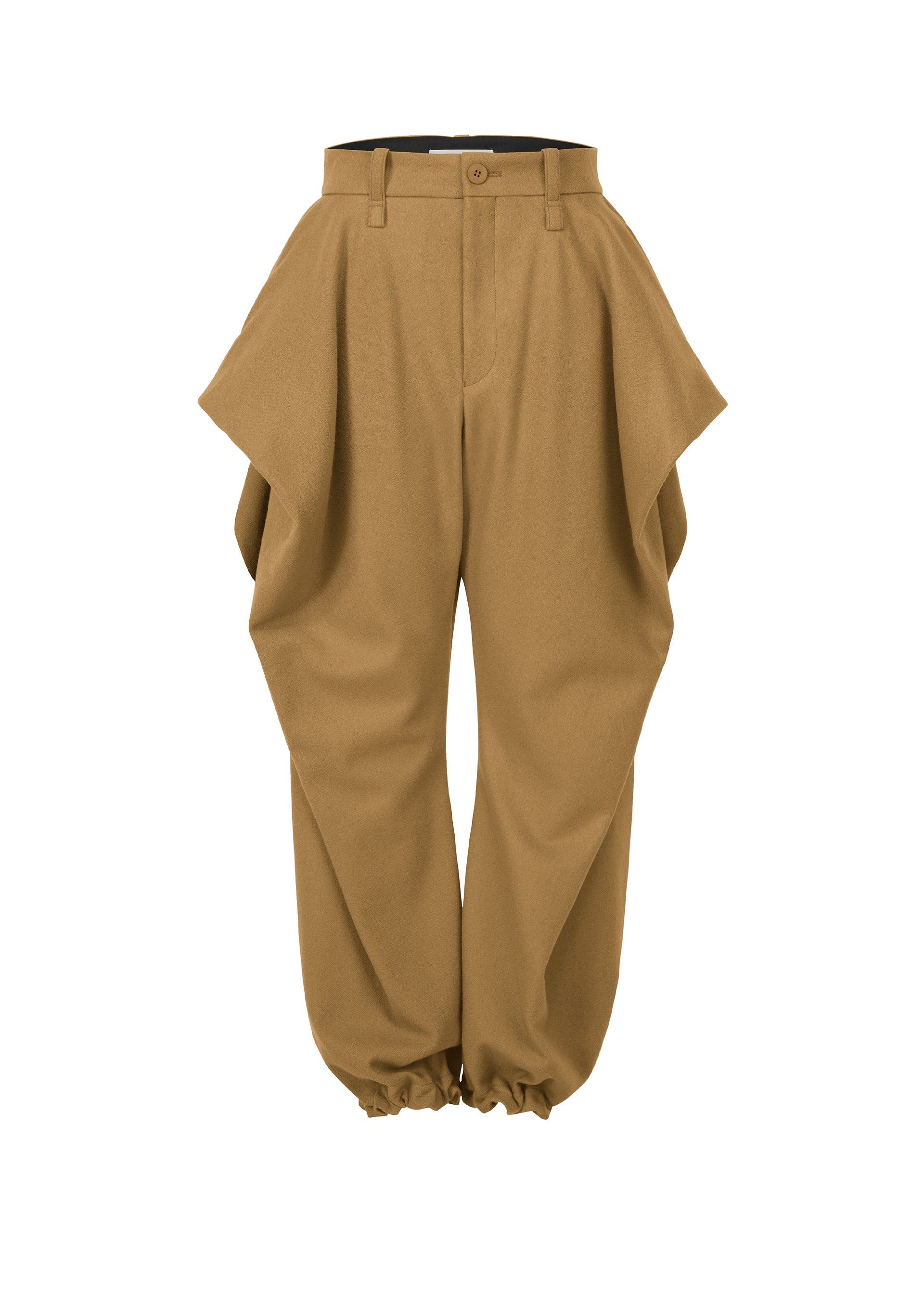 A detail shot of the Issey Miyake WOOL TWEED PANTS trousers.