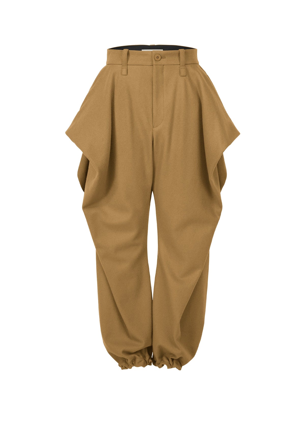 A detail shot of the Issey Miyake WOOL TWEED PANTS trousers.