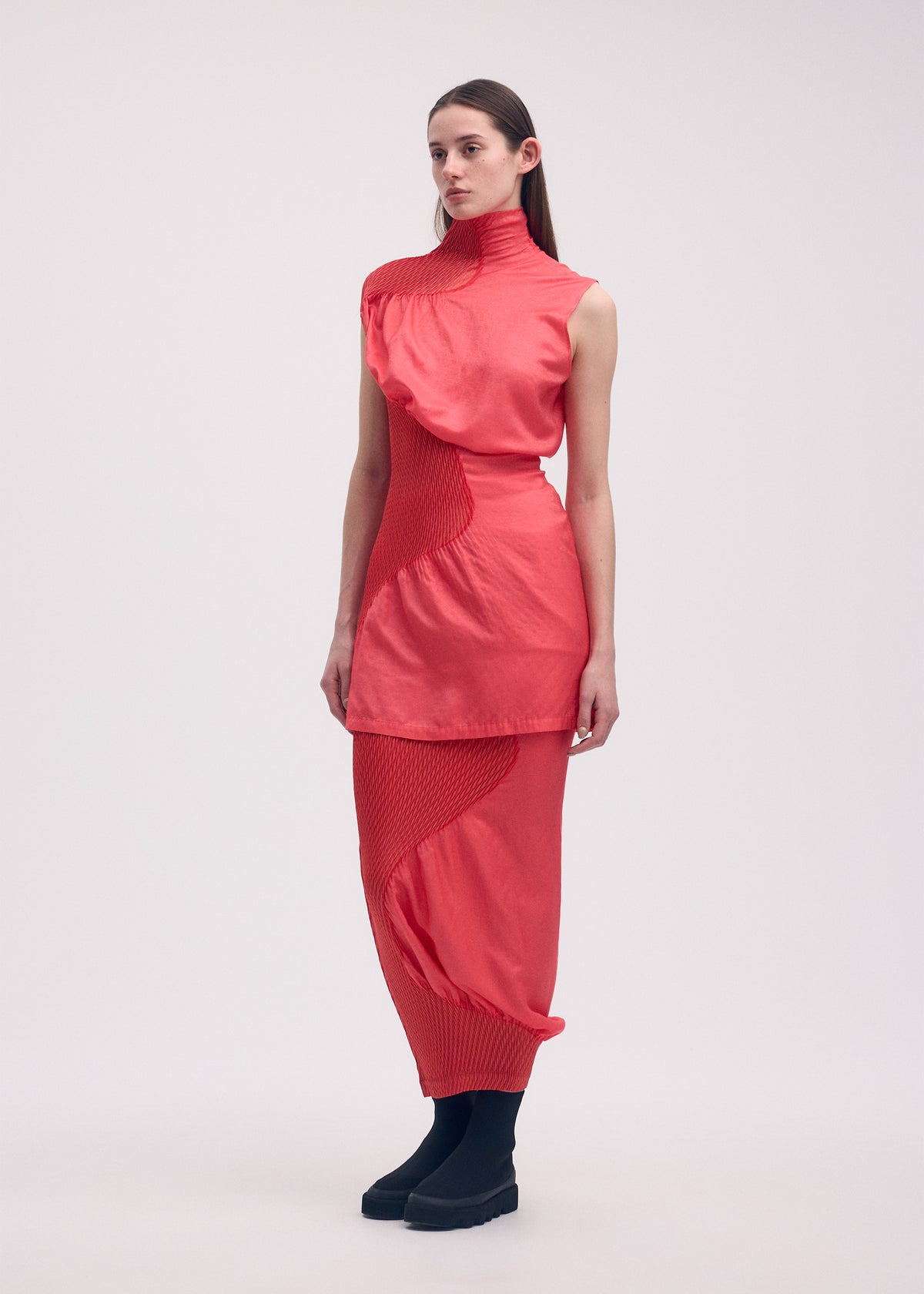 KNIT CONTOUR PLEATS Skirt Black