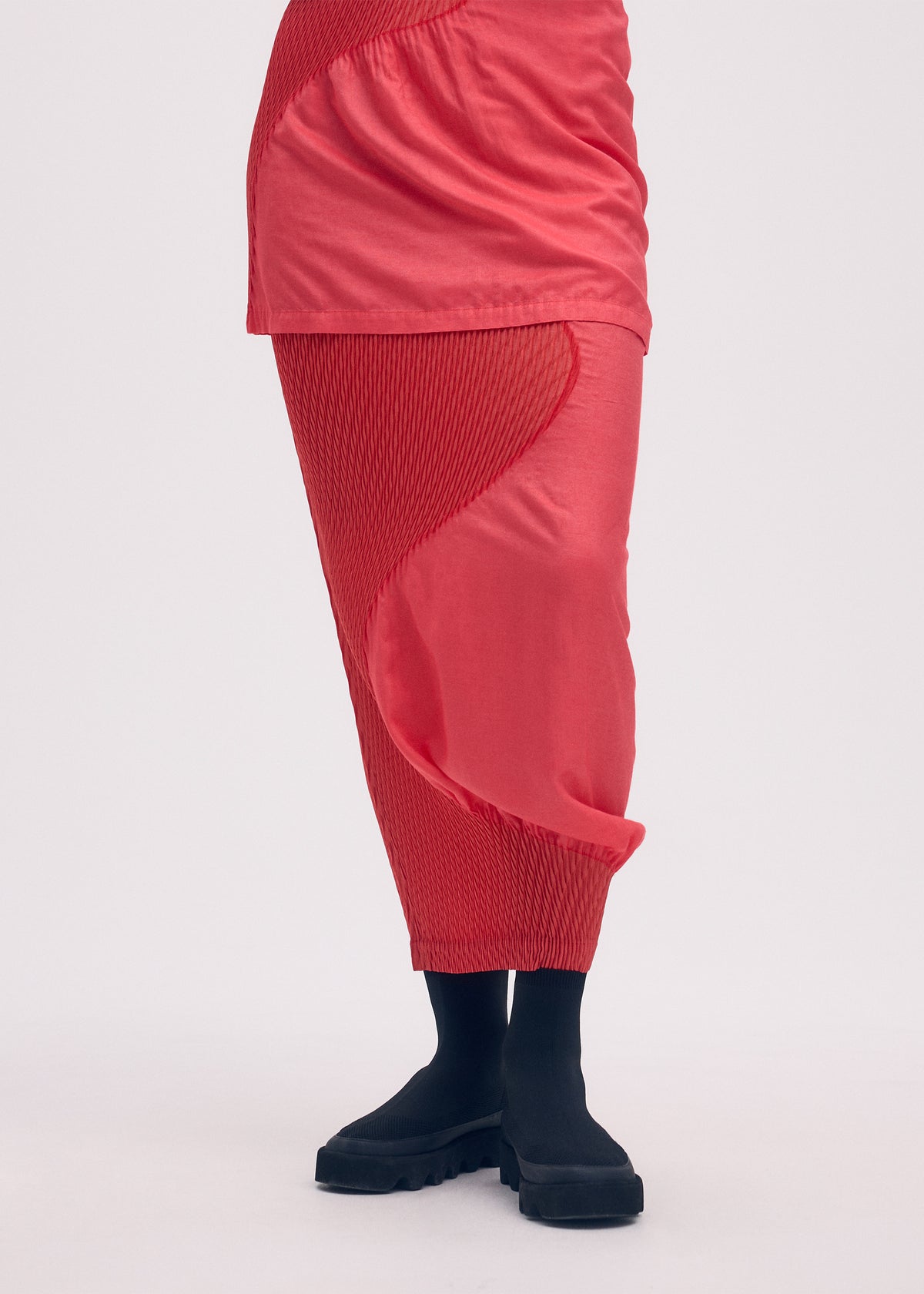 KNIT CONTOUR PLEATS Skirt Black