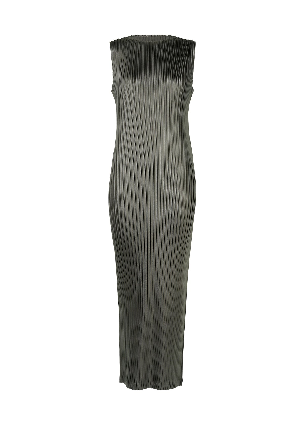 A product shot of the Issey Miyake GLOSSED METAL PLEATS dress in .