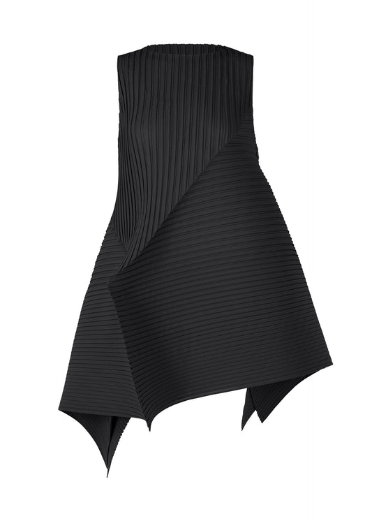 A product shot of the ISSEY MIYAKE FOLD PLEATS dress in black (15).