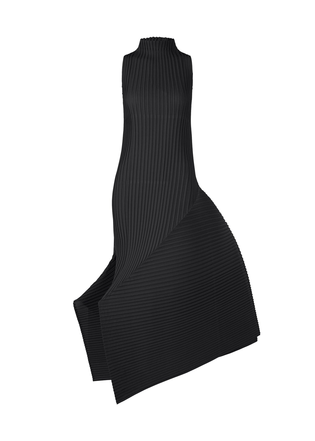 A product shot of the ISSEY MIYAKE FOLD PLEATS dress in black (15).