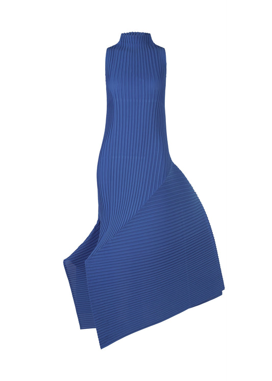 A product shot of the ISSEY MIYAKE FOLD PLEATS dress in blue (72).