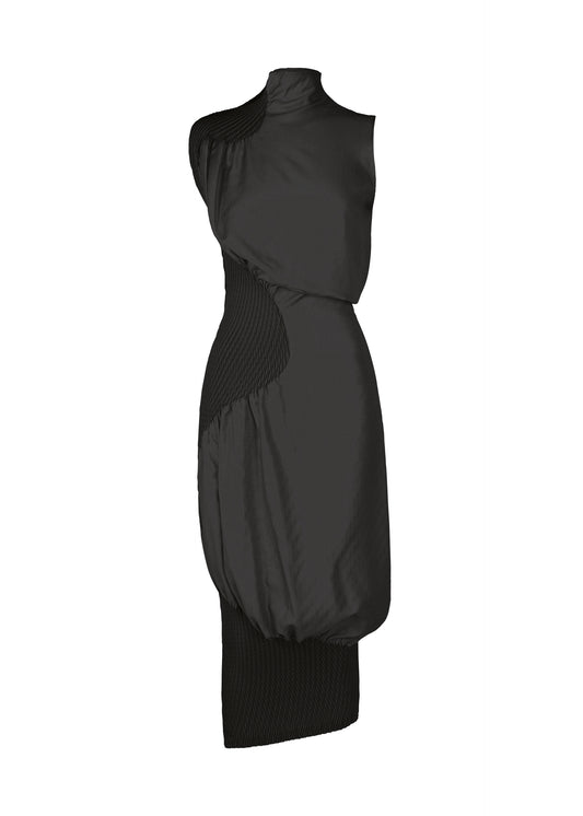 KNIT CONTOUR PLEATS Dress Black