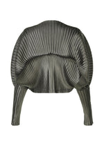 A detail shot of the Issey Miyake GLOSSED METAL PLEATS shirt.