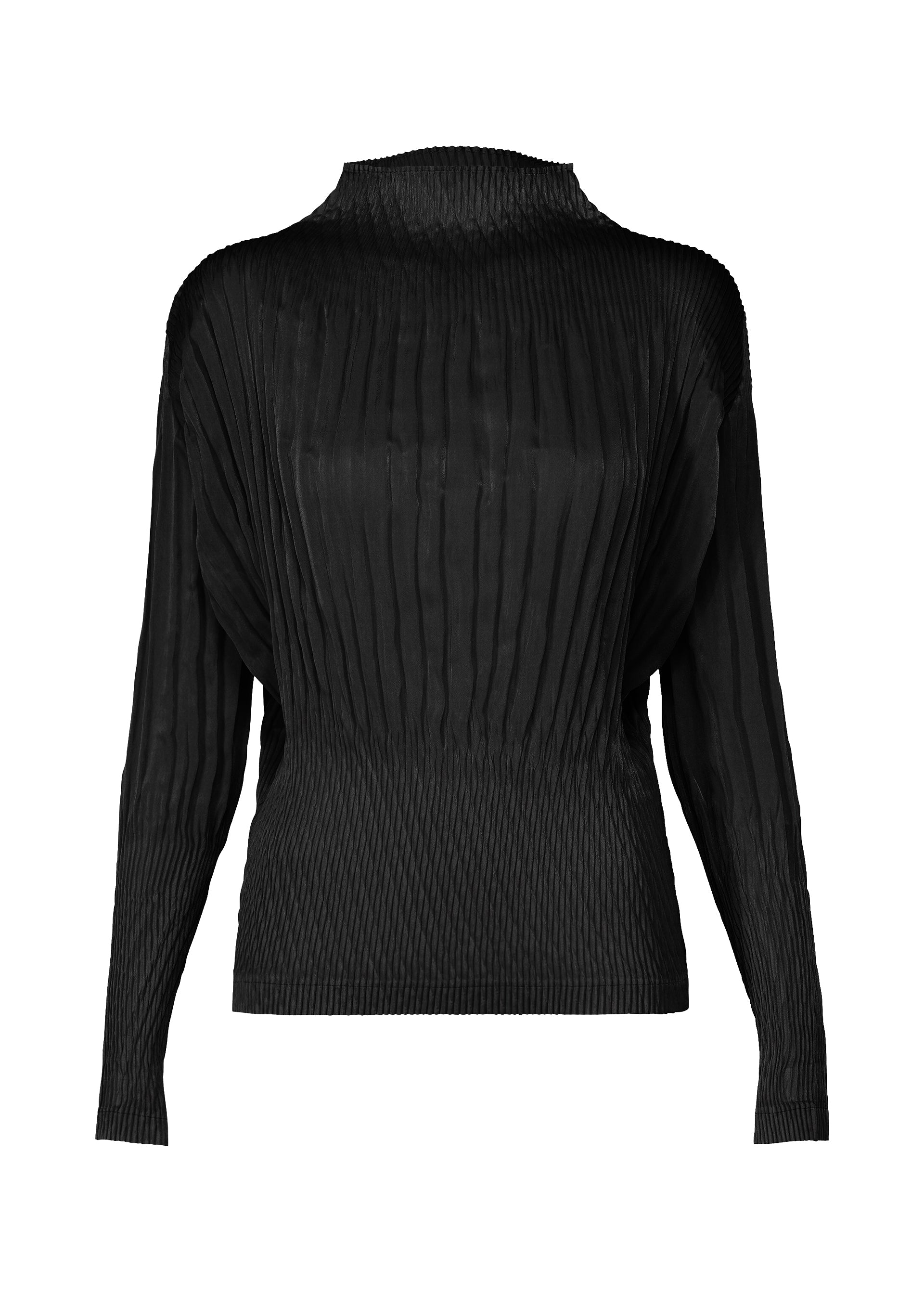 SUEDE LIKE PUFF PLEATS Top Black