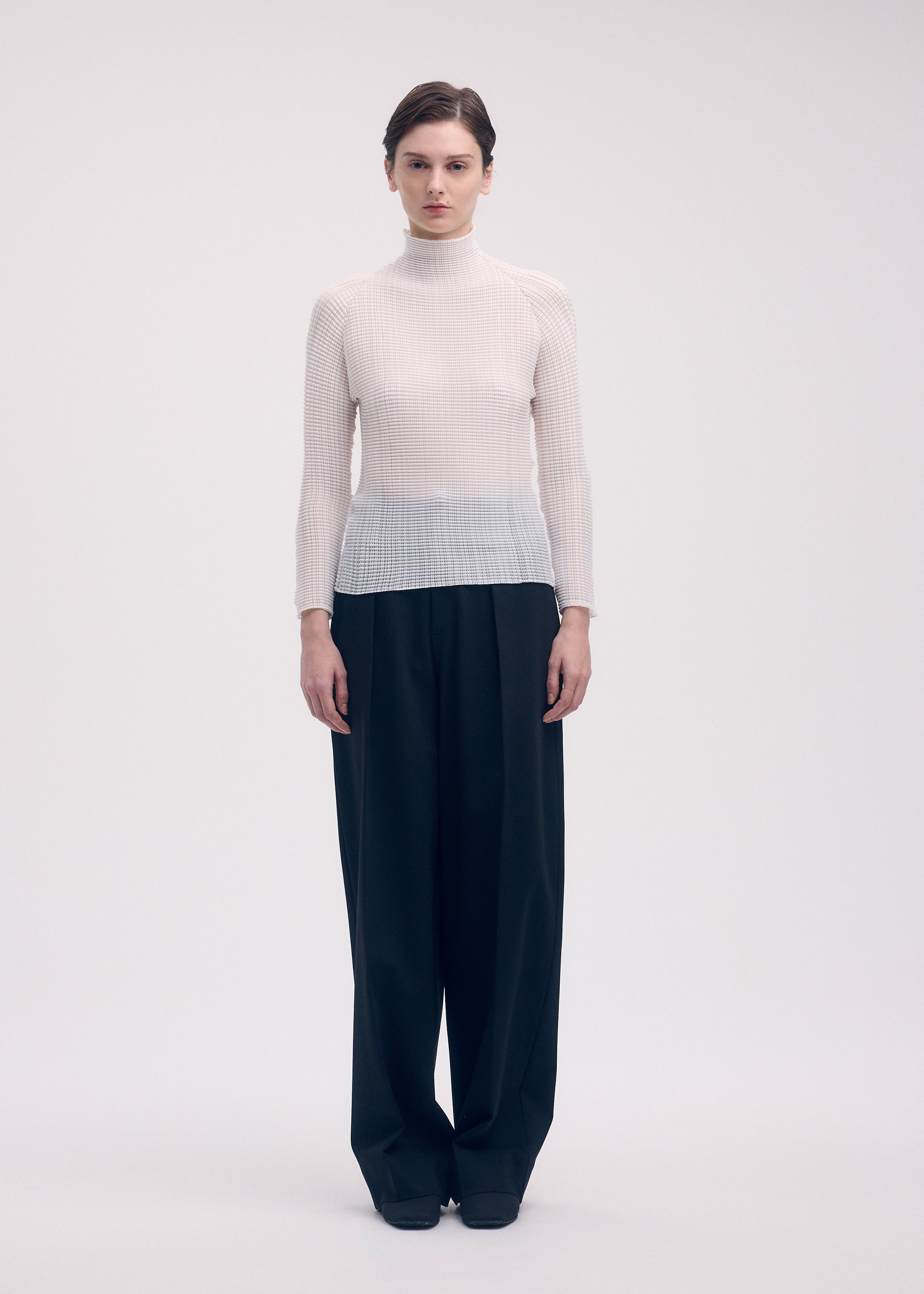 WOOLY PLEATS BK/WT-58 Top White – ISSEY MIYAKE EU
