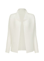 WOOLY PLEATS BK/WT-58 Cardigan White