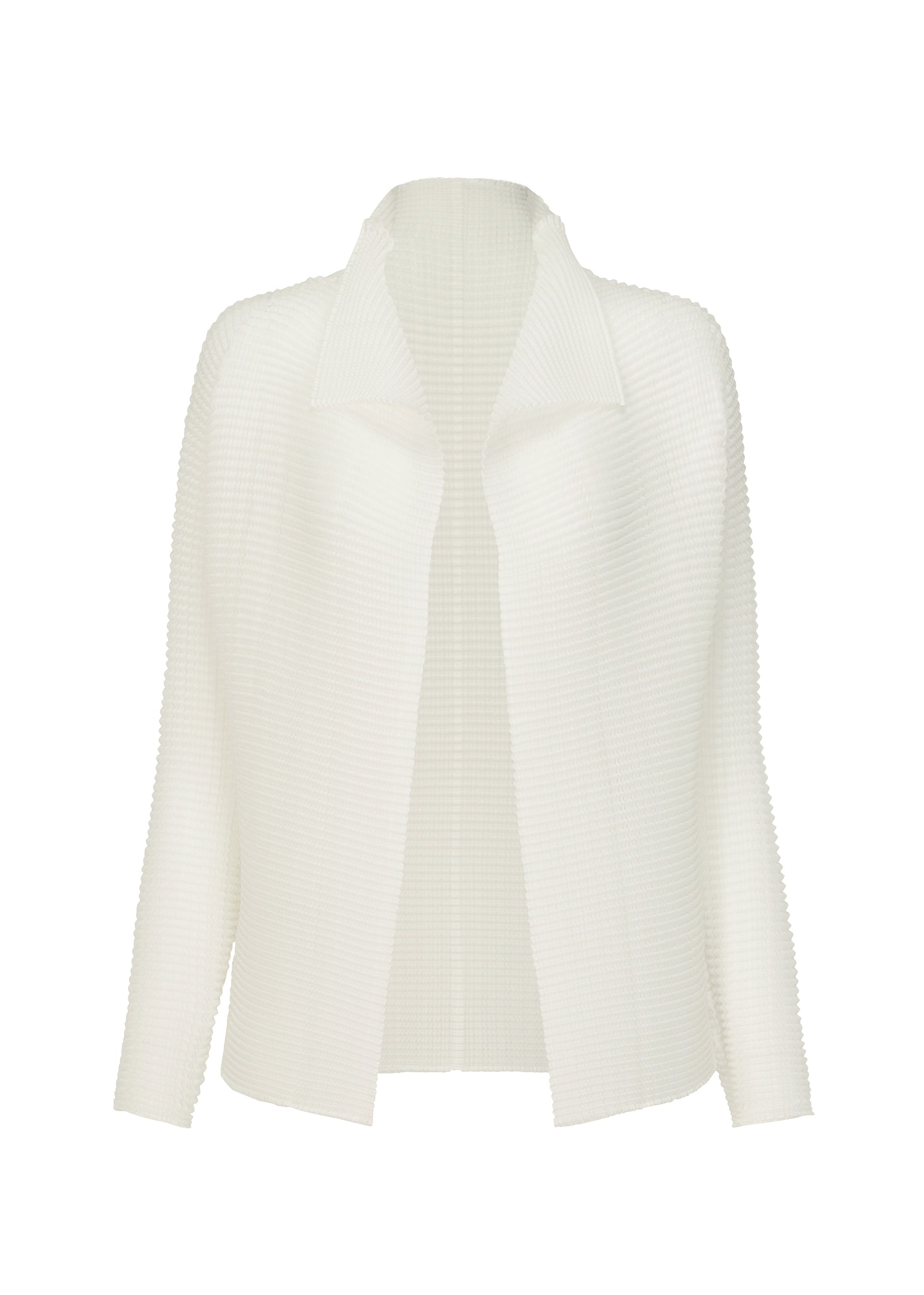 WOOLY PLEATS BK/WT-58 Cardigan White