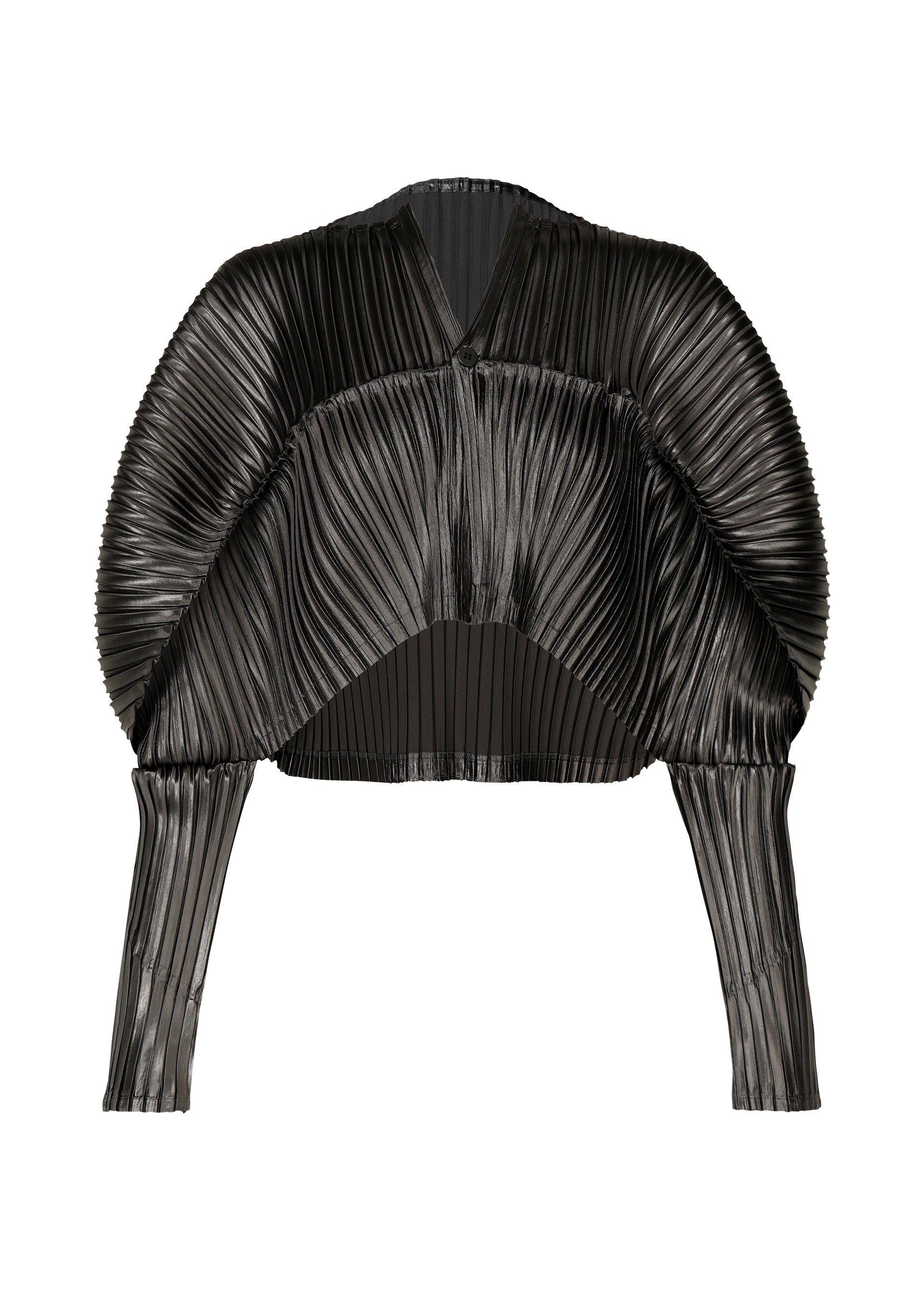 A product shot of the Issey Miyake GLOSSED METAL PLEATS cardigan in .