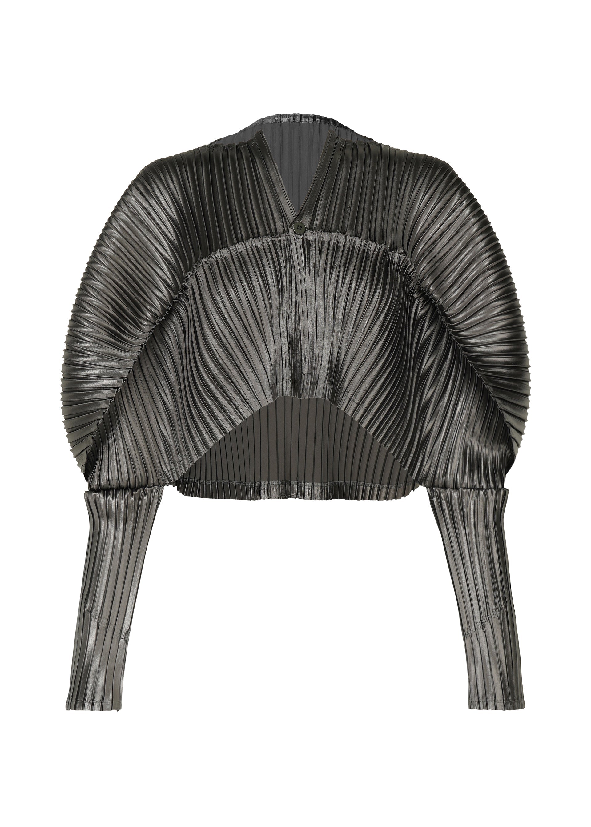 A product shot of the Issey Miyake GLOSSED METAL PLEATS cardigan in .