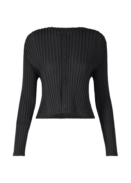 A product shot of the ISSEY MIYAKE FOLD PLEATS cardigan in black (15).