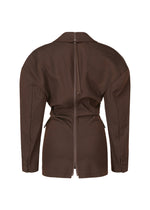 A detail shot of the Issey Miyake LIKE TORSO LIKE BLAZER dress.