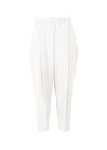 A product shot of the ISSEY MIYAKE CAMPAGNE trousers in white (01).