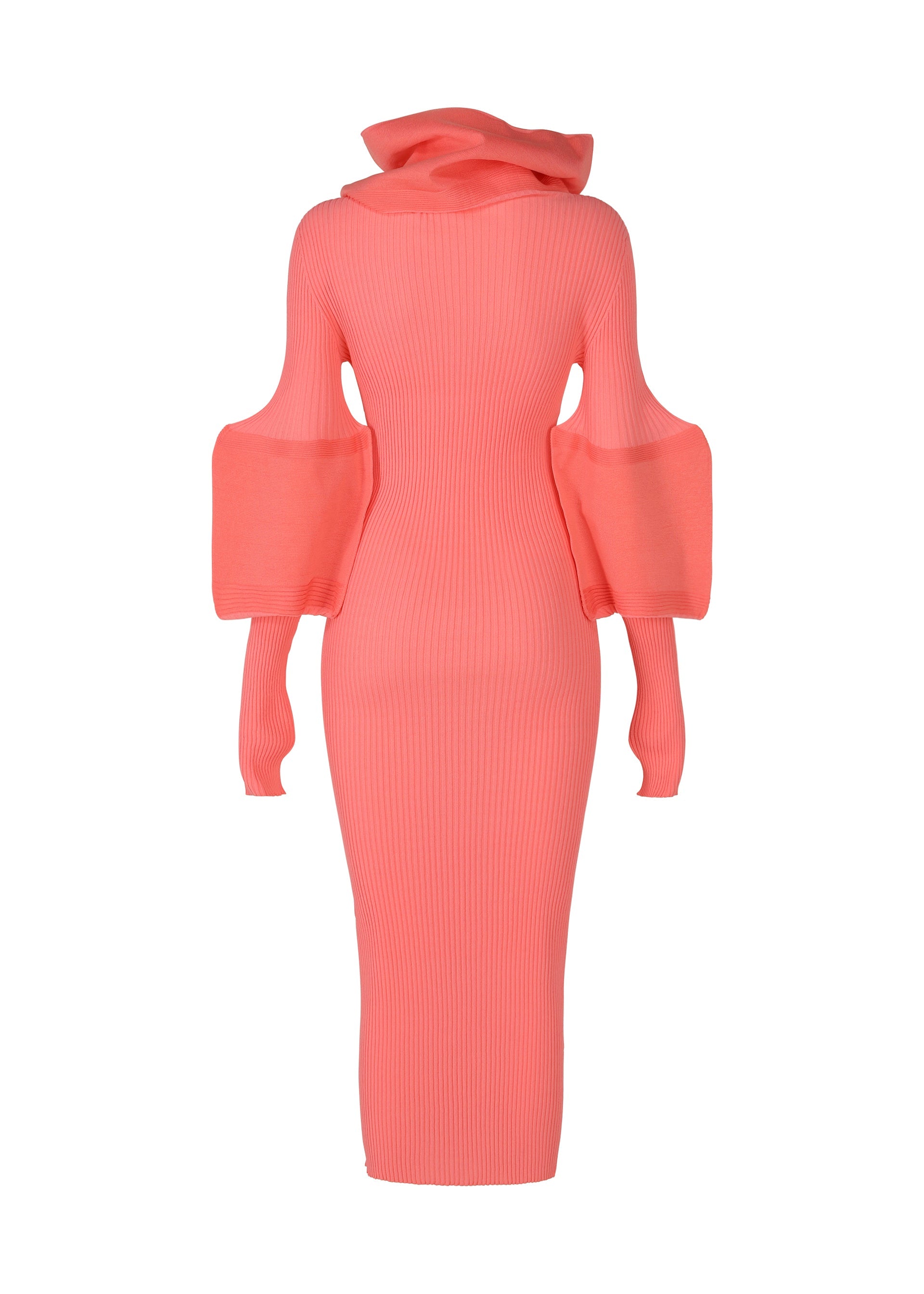 A detail shot of the ISSEY MIYAKE THIN AND THICK KNIT dress.