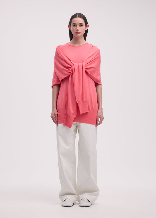 FOUR-SLEEVED WOOL Top Coral