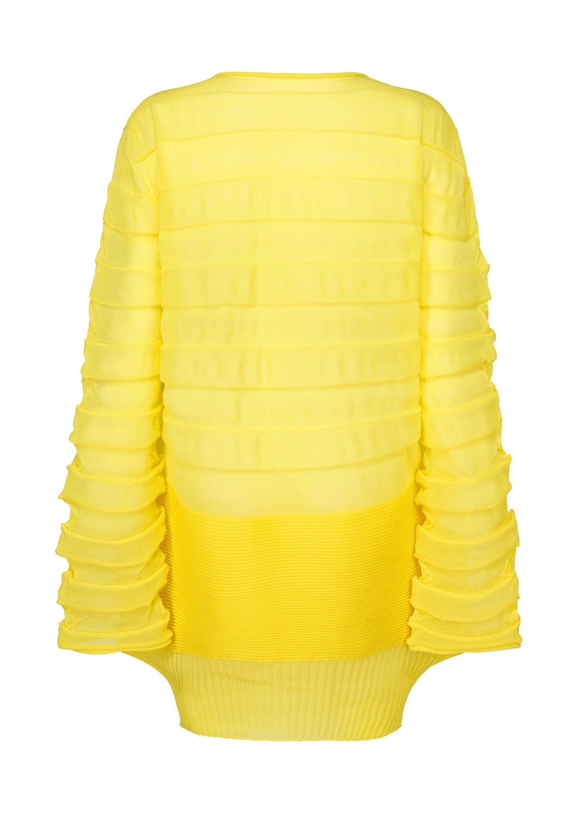 A detail shot of the Issey Miyake MOVING KNIT top.