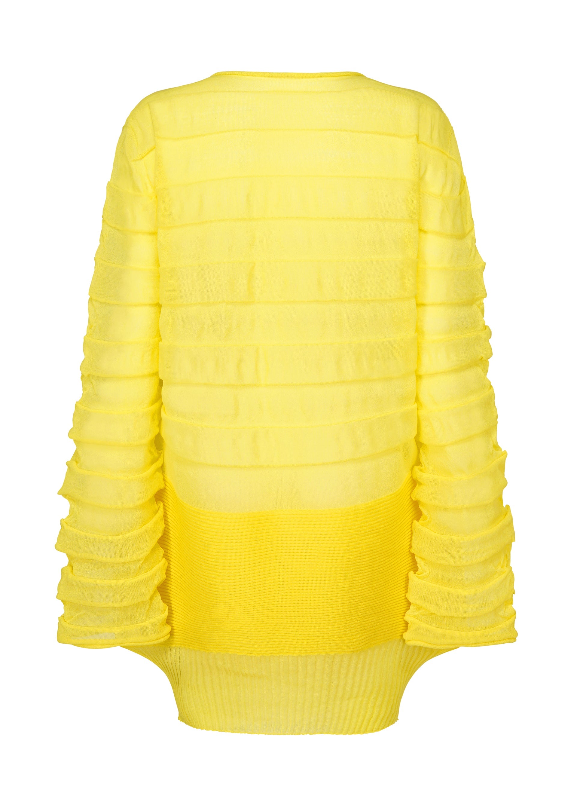 A detail shot of the Issey Miyake MOVING KNIT top.