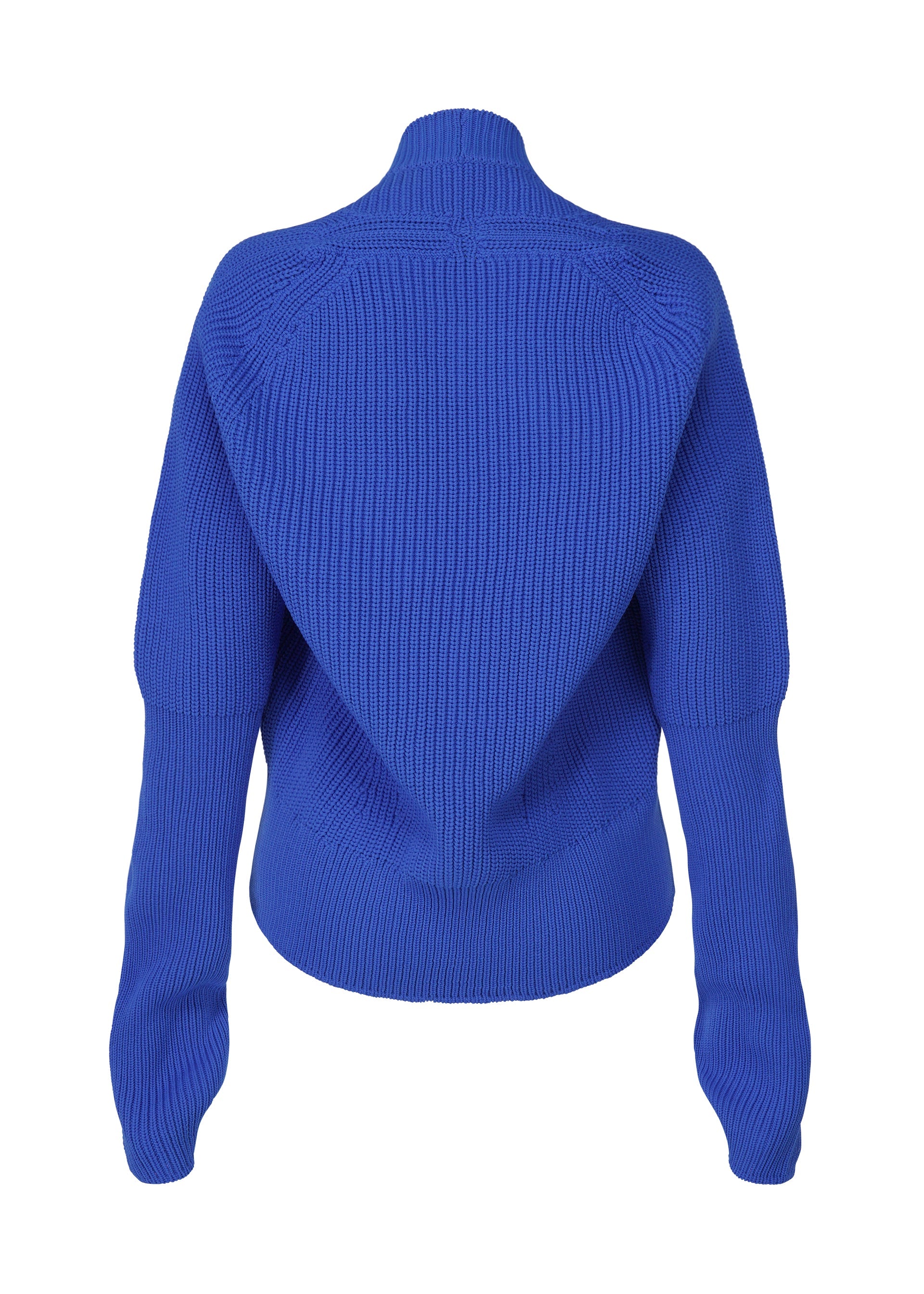 A detail shot of the ISSEY MIYAKE DISPLACED KNIT cardigan.