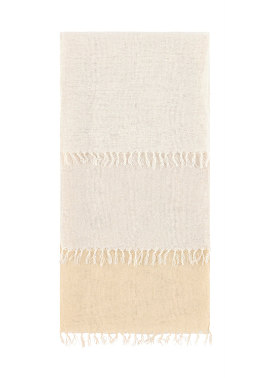 A product shot of the ISSEY MIYAKE SLITS STOLE stole in special white (07), recurring_style.