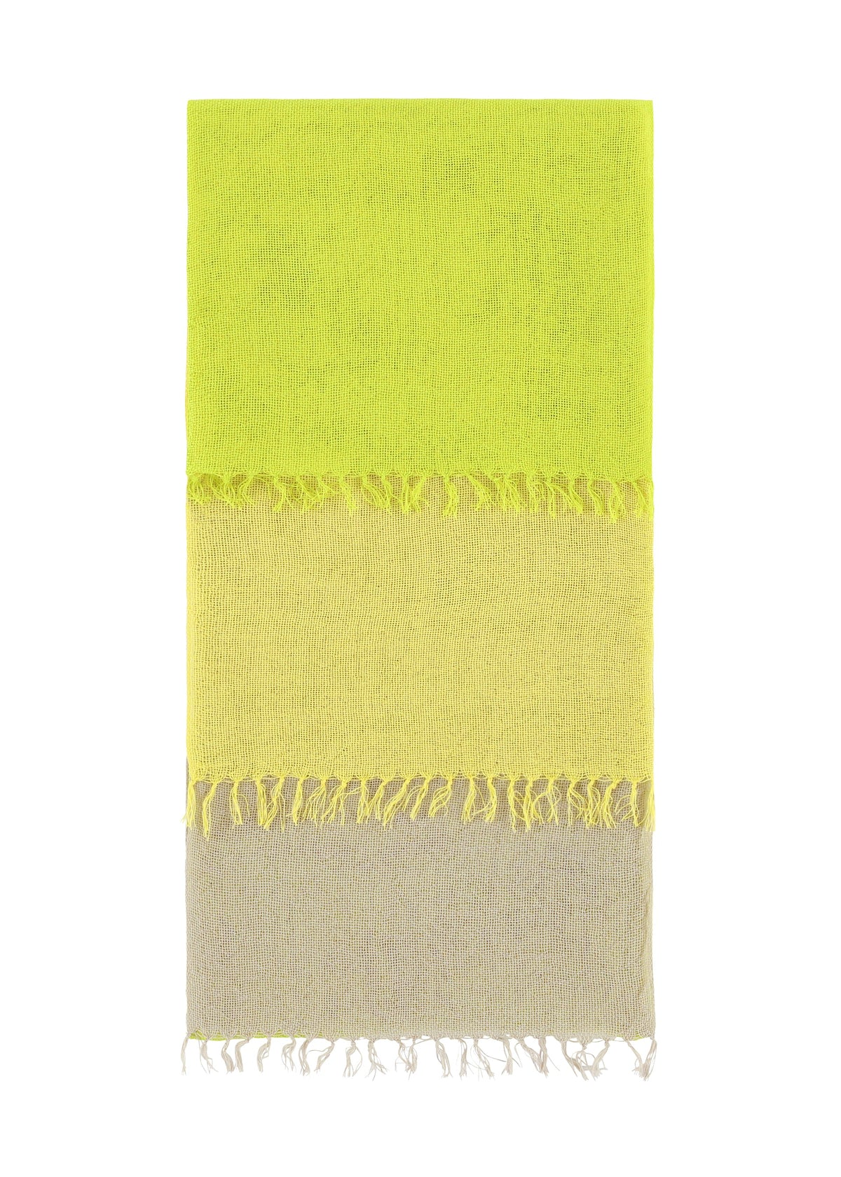 A product shot of the ISSEY MIYAKE SLITS STOLE stole in yellow (57), recurring_style.