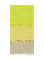 A product shot of the ISSEY MIYAKE SLITS STOLE stole in yellow (57), recurring_style.